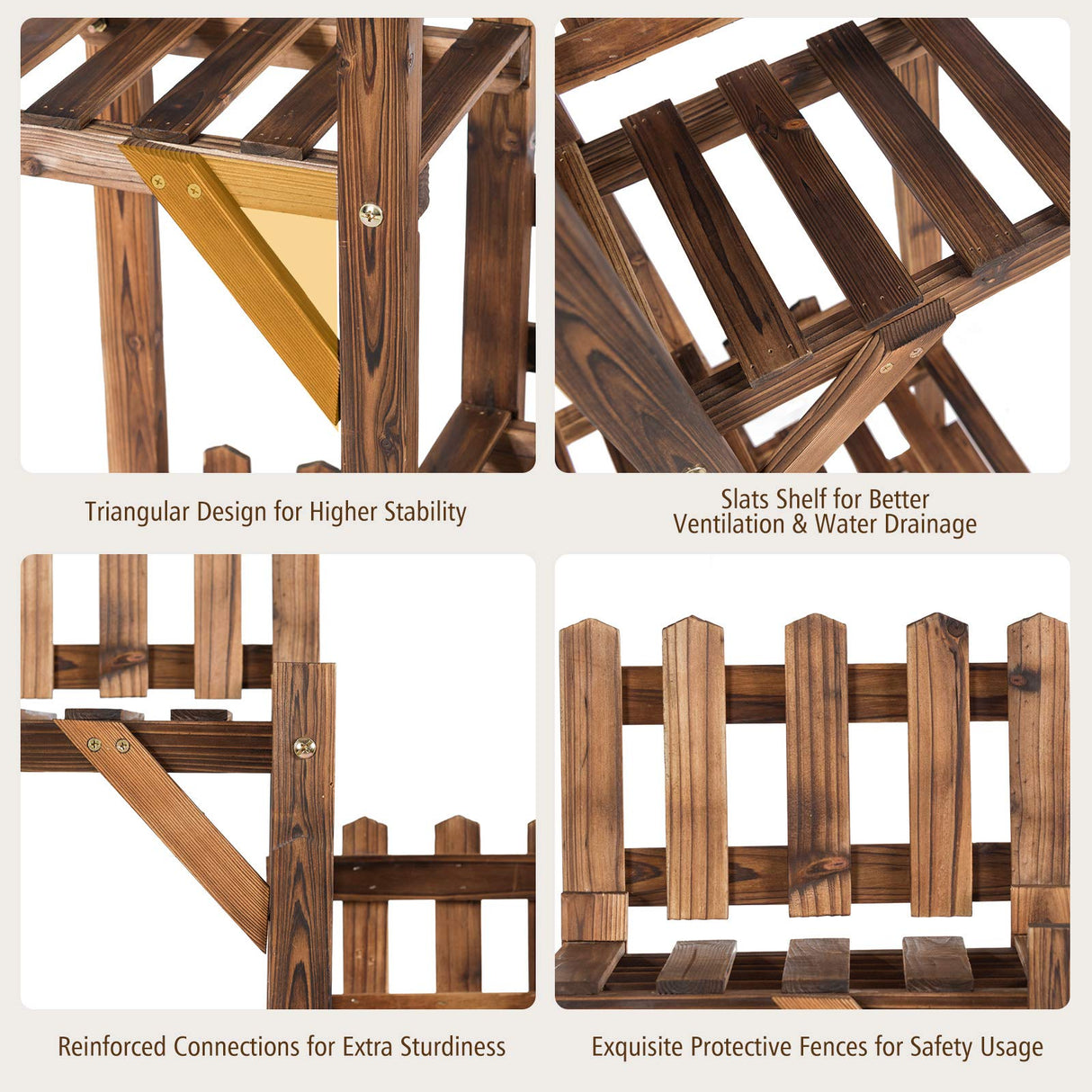 Giantex Wood Plant Stand Rack 5 Tier 6 Potted, Multiple Plant Stand Flower Pots Holder Display Shelf Rack Planter Indoor Outdoor for Garden Corner Balcony Patio Living Room Giantex