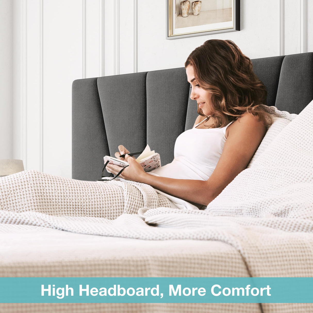 GarveeHome Full Size Bed Frame with Adjustable Headboard and 4 Storage Drawers, Velvet Upholstered Tufted Full Platform Bed Frames with Wooden Slats Support, Full Bedframe No Box Spring Needed, Grey GarveeHome