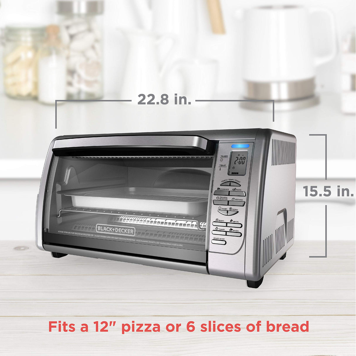 Black+Decker Countertop Convection Toaster Oven, 8 One-touch Cooking Functions, Stainless Steel BLACK+DECKER