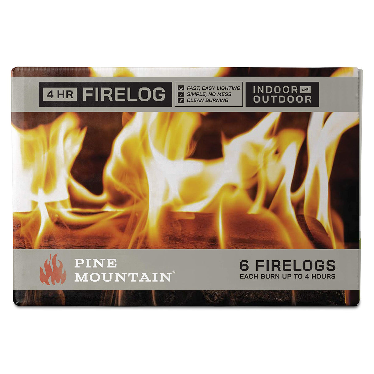 Pine Mountain Traditional 4-Hour Firelog, 6 Logs Long Burning Firelog for Campfire, Fireplace, Fire Pit, Indoor and Outdoor Use Pine Mountain