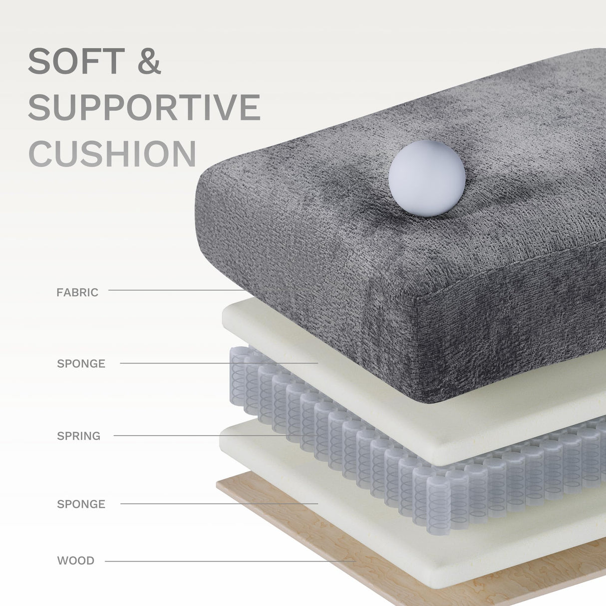 COLAMY 118" U-Shaped Sectional Couch, 4-Seat Modular Sofa with 2 Ottomans and Foldable Side Table, Grey for Living Room COLAMY