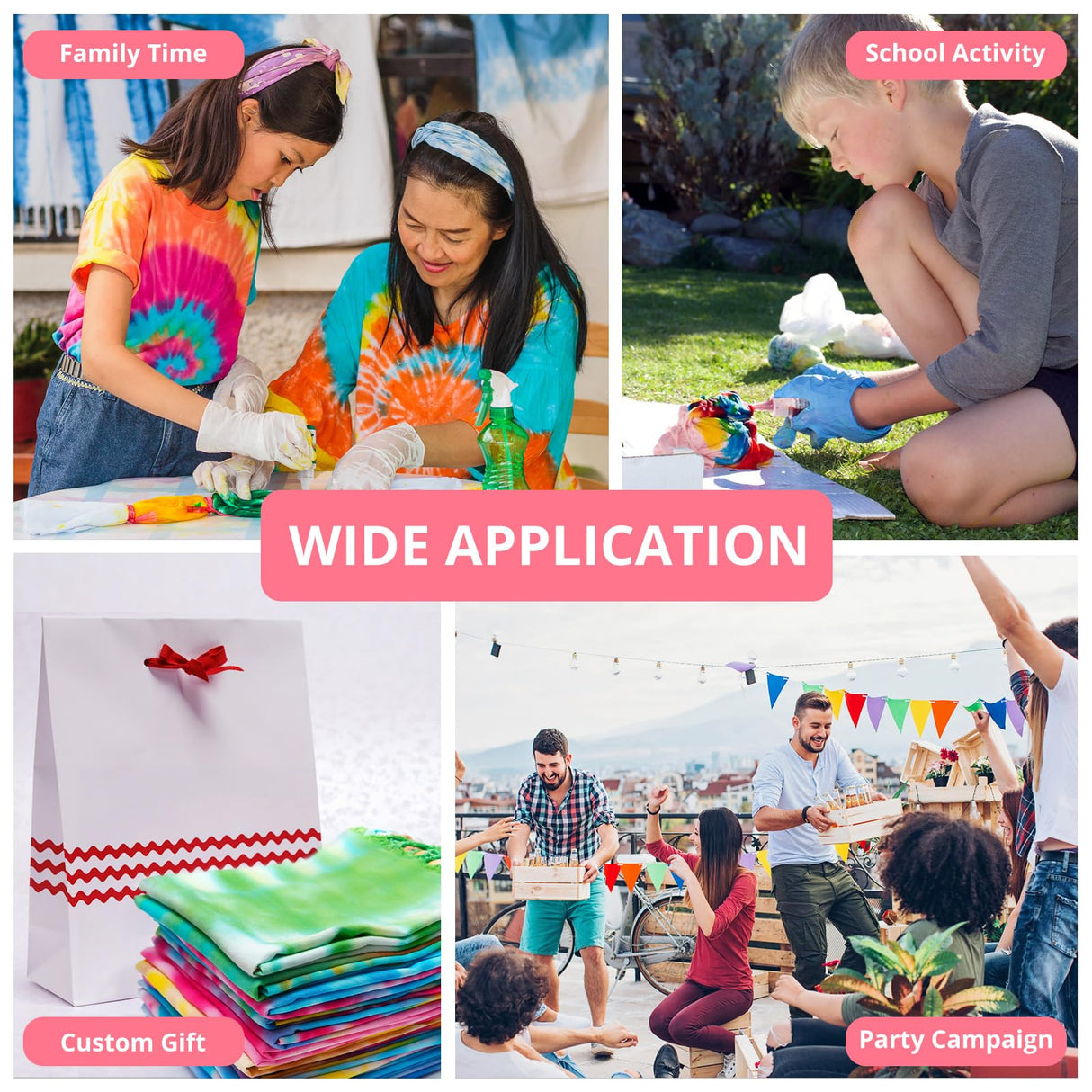 HTVRONT Tie Dye Kit - 40 Vibrant Colors Pre-Filled Bottles Tye dye Kit for Kids and Large Groups, Permanent Tie Dye Kits for Adults Tyedyedye Party Supplies Tye dye Kit to Go(Just Add Water) HTVRONT