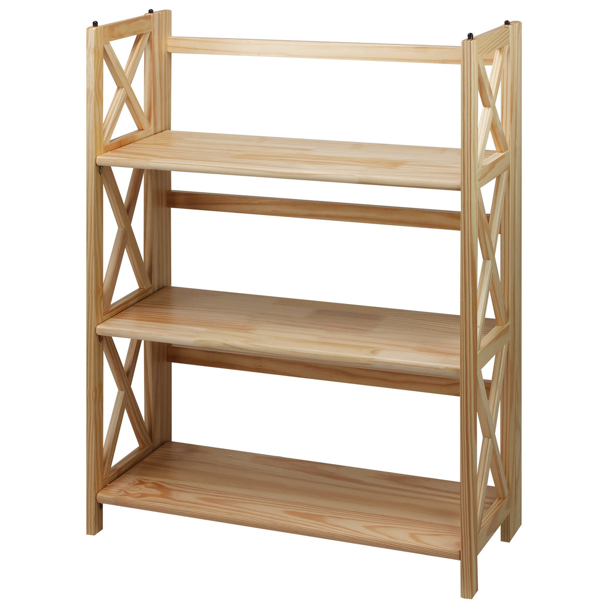Casual Home Montego 3-Shelf Folding Bookcase, Natural , 27.5" Wide Casual Home
