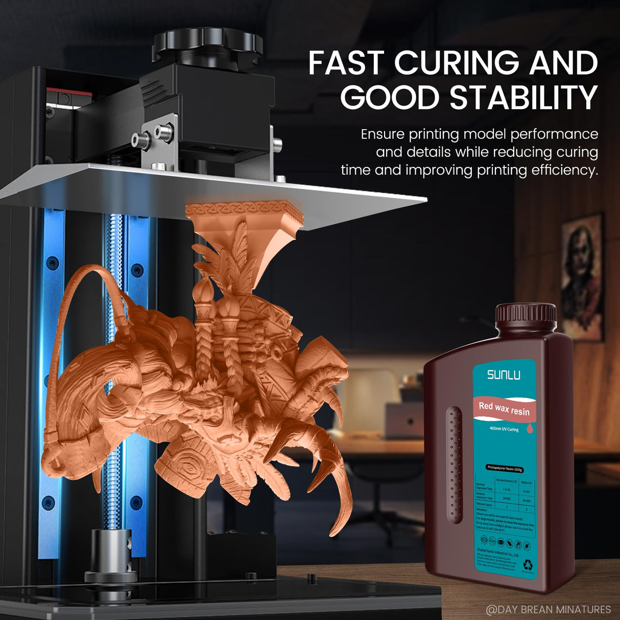 SUNLU 10K Red Wax 3D Printer Resin, Detail 3D Printing, High Precision, Fit Most LCD Printer, 2000G Red Wax Resin SUNLU