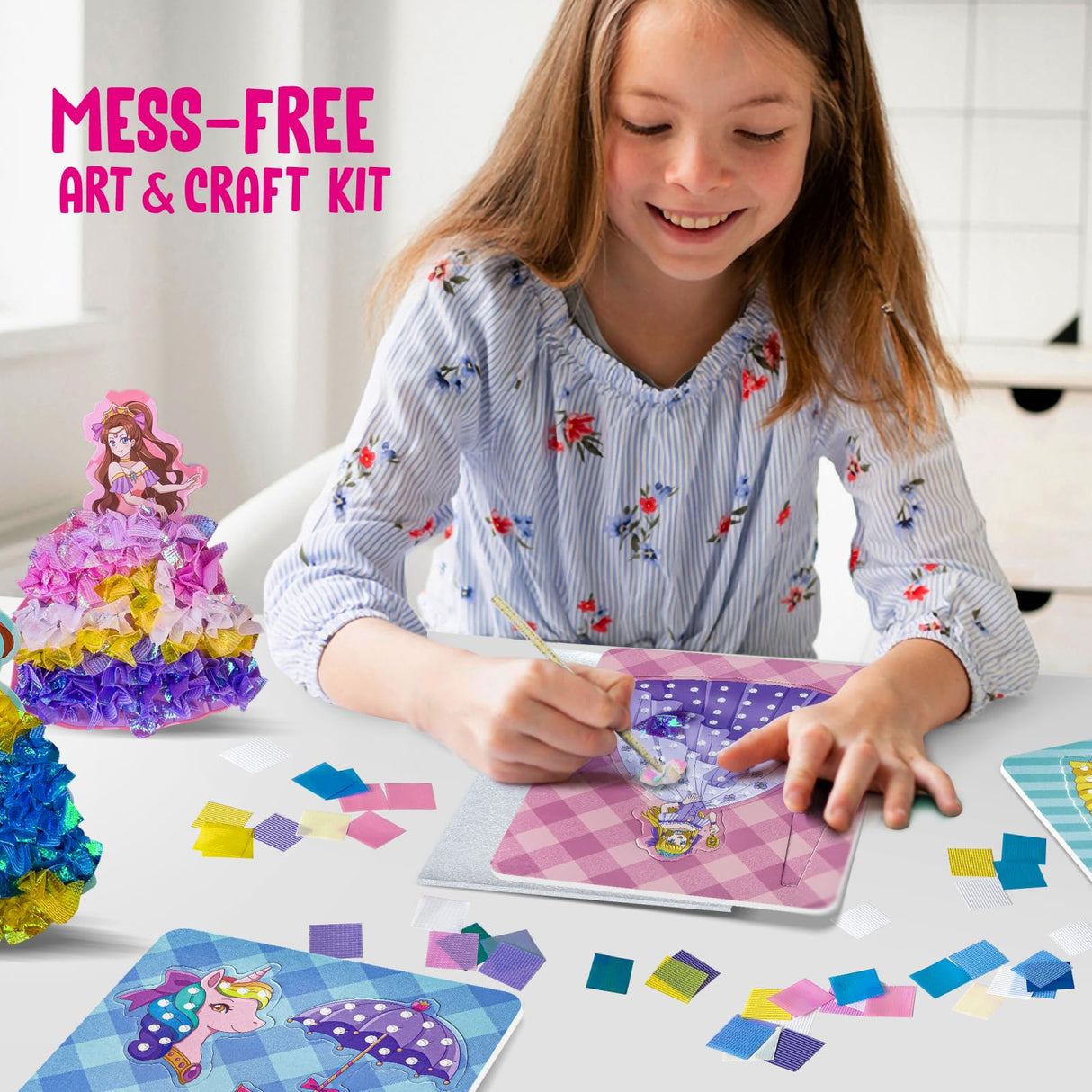 KwestSync Poke in Art Princess Crafts - DIY 8 Magical Princesses & 6 Accessories - Arts and Crafts for Kids Ages 6-8, 8-12, Birthday Gifts for Girls and Boys 6 7 8 9 Years Old KwestSync