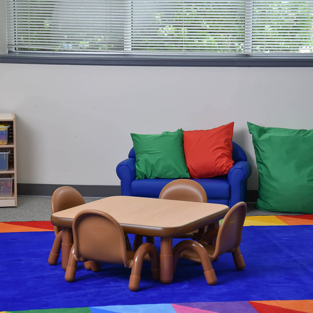 Children’s Factory Baseline Toddler Square Table and Chairs Set, Natural Wood – Includes One 30”, 12” High Square Table and Four 5” High Chairs – Durable, Lightweight, Easy to Move Children's Factory