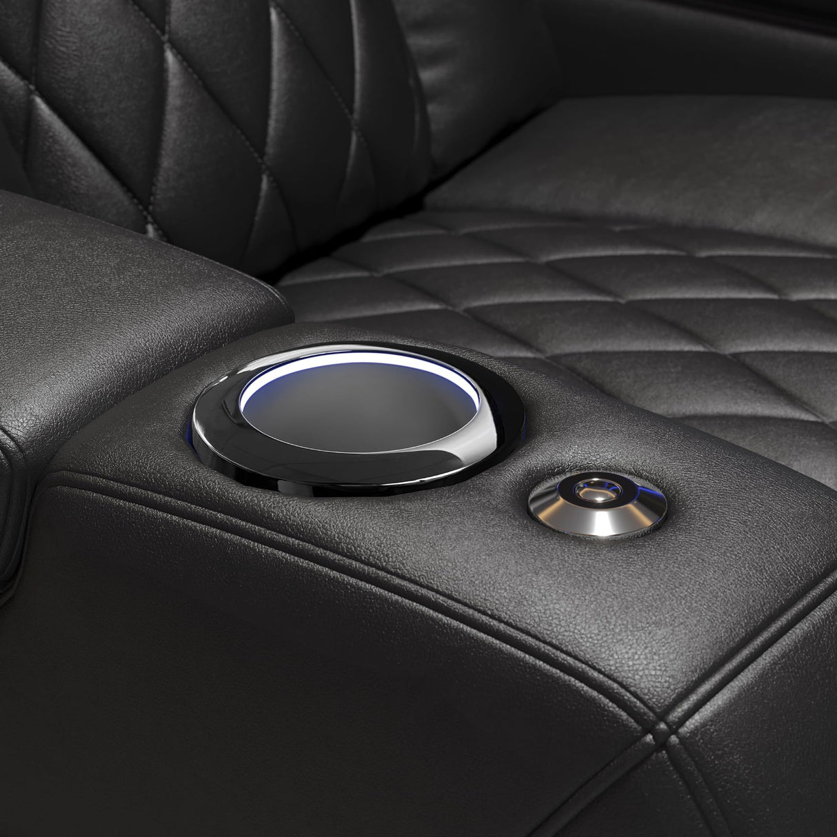 Valencia Home Theater Seating Tuscany 2025 3-Seat Power Recliner with Center Console - Top Grain Nappa 11000 Leather, Cool Gel Memory Foam, USB-C/A Charging, RGB Lights (Midnight Black) VALENCIA THEATER SEATING