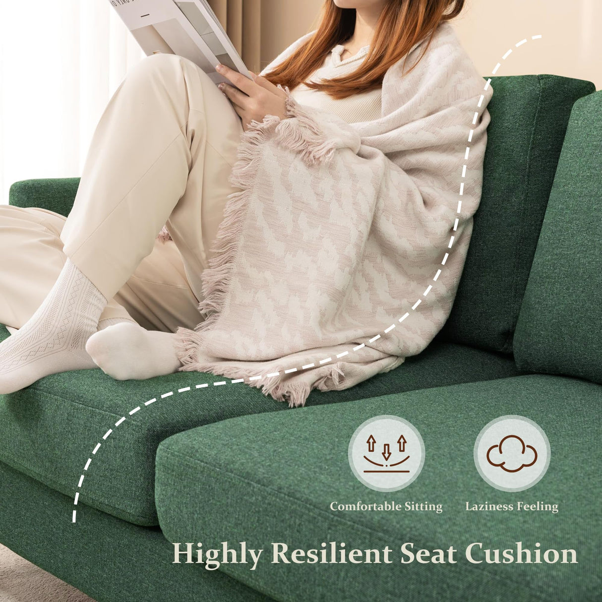 Busaurus Loveseat Sofa 56" Mid Century Modern Small Couches for Small Spaces Love Seat with 2-Seat Upholstered Cushion Sofa Couches for Bedroom, Living Room, Apartment, Office (Green) Busaurus