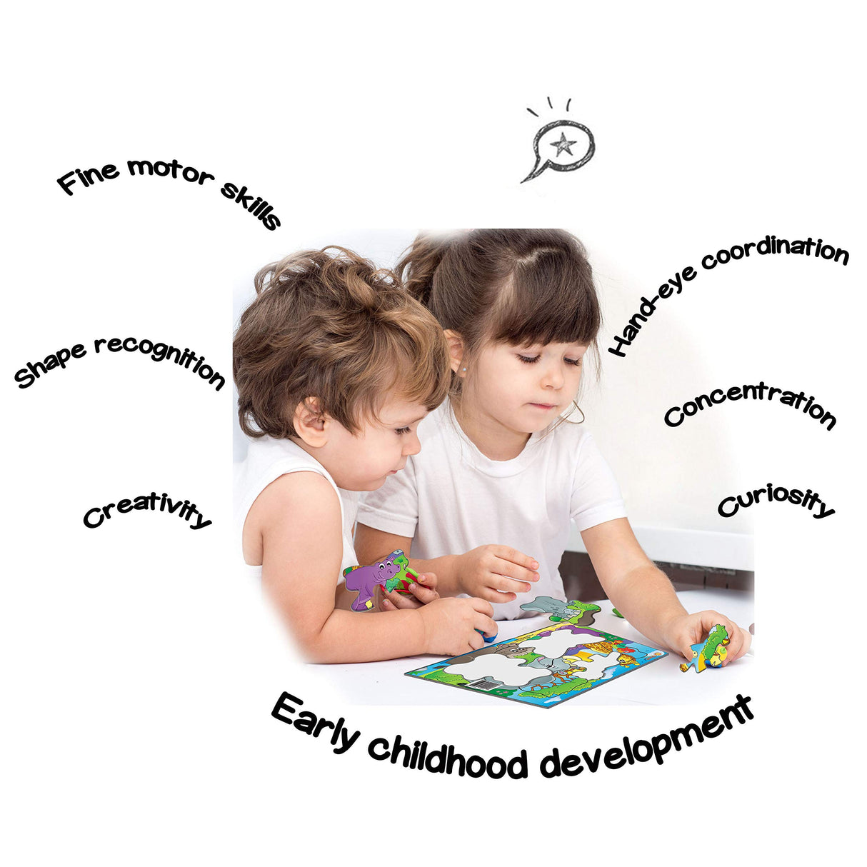 Just Smarty Preschool Puzzles for Toddlers 2-4 Set of 2 | Fun Shapes Ocean Puzzle and Zoo Puzzle 7 Pieces Each with Tray | Kids Puzzles Ages 2-4 | Educational and Learning Puzzles Kindergarten Level 2 Just Smarty