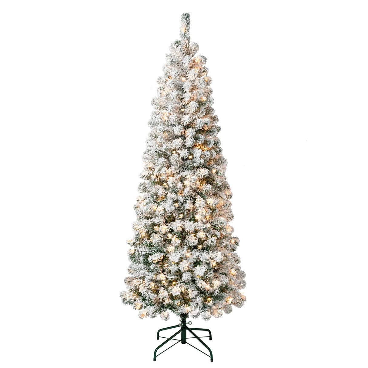 National Tree Company First Traditions Pre-Lit Acacia Flocked Tree Medium Christmas Tree, Clear Incandescent Lights, Plug in, 6 ft National Tree Company