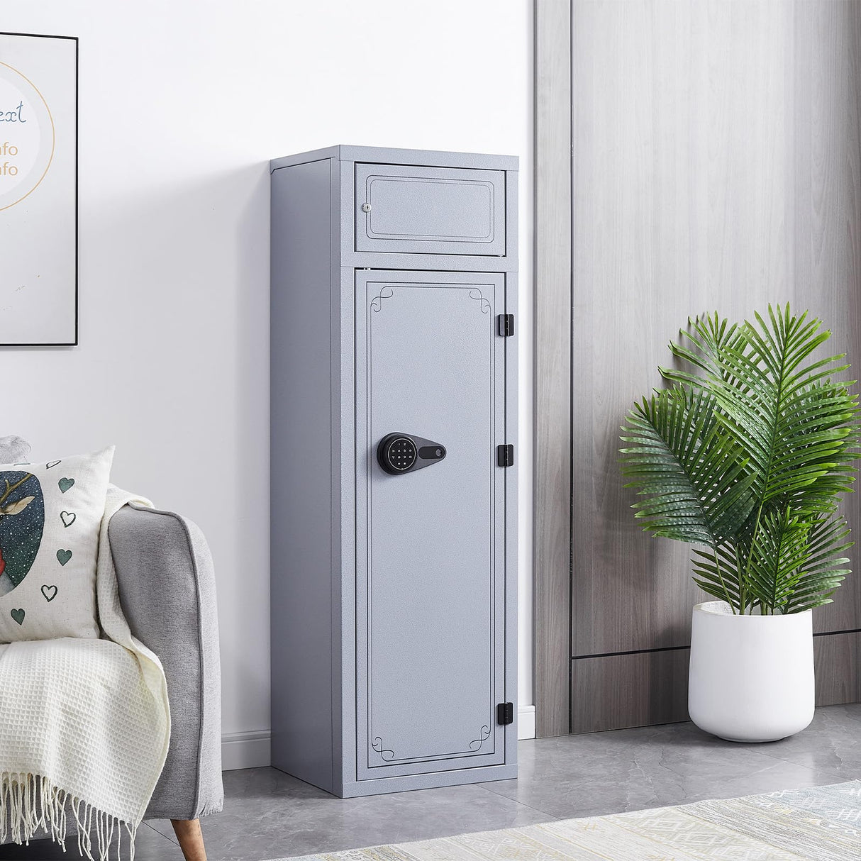 KAER 13-15 Gun Safe,Gun Safe for Rifles and Pistols,Double Layer Electronic Gun Cabinet,Gun Safes for Rifles Adjustable Gun Racks,Rifle Safes for Home with Separate Lockbox KAER