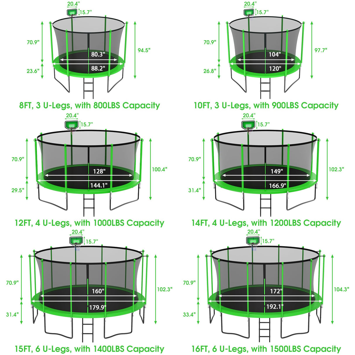 LHX 12FT Tranpoline for Adults and Kids, 1500LBS Tranpoline with Enclosure Net, Basketball Hoop and Ball, Outdoor Tranpoline with Light, Sprinkler, Ladder, Stakes Anchors - ASTM Approval LHX