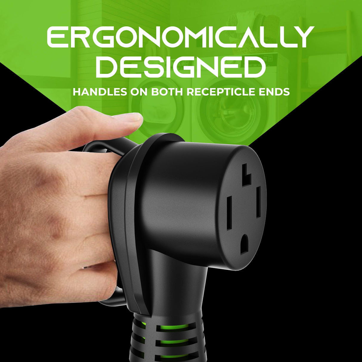 GearIT 4 Prong Dryer Y-Splitter 30 Amp NEMA 14-30P to (2) NEMA 14-30R Receptacle - STW 10AWG 4C Power Cord Adapter for Multiple Outlet Dryer Outlet and EV Charger - 2.2 Feet GearIT