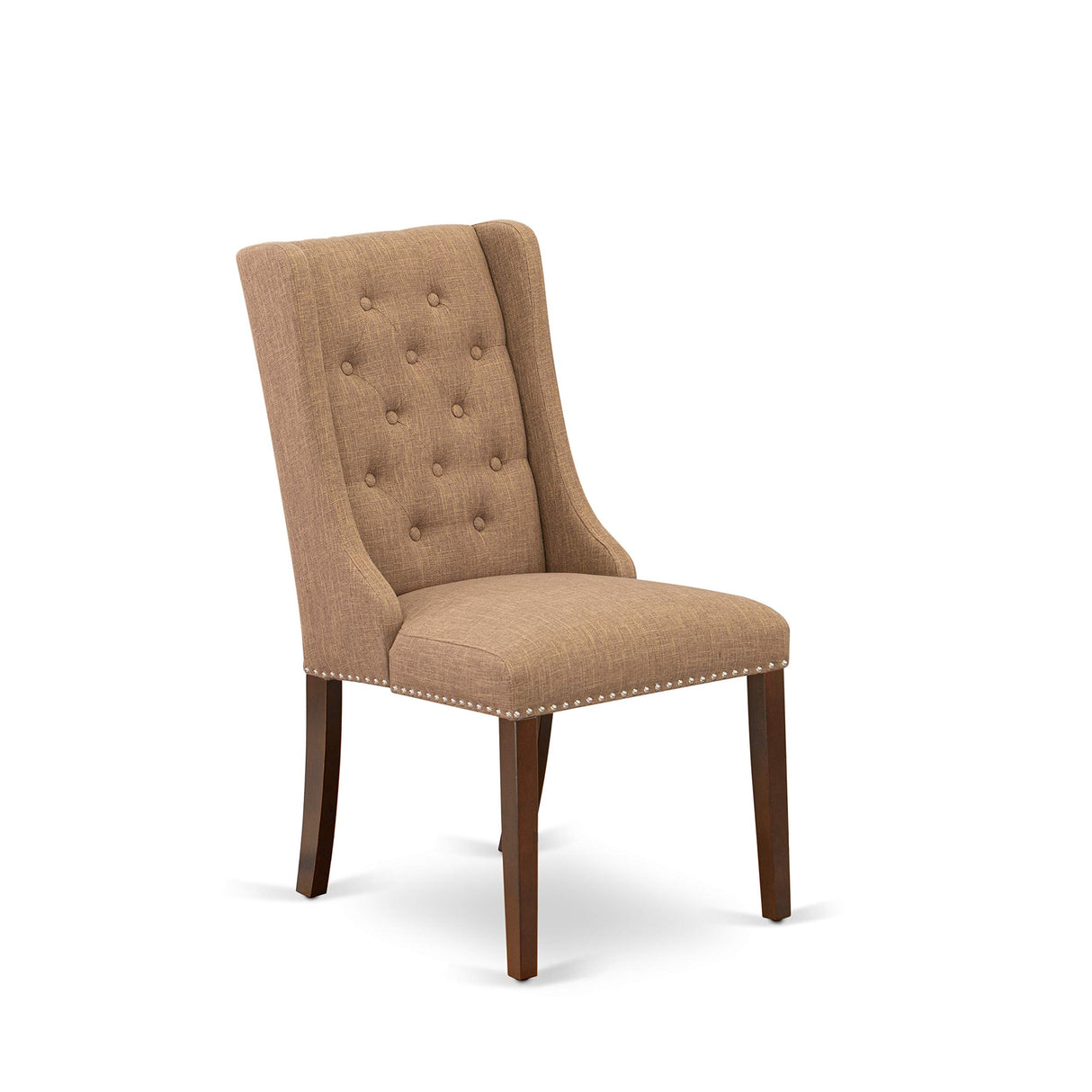 East West Furniture Milan 5 Piece Dinette Set Includes a Rectangle Dining Room Table with Butterfly Leaf and 4 Light Sable Linen Fabric Upholstered Chairs, 36x54 Inch, MLFO5-MAH-47 East West Furniture