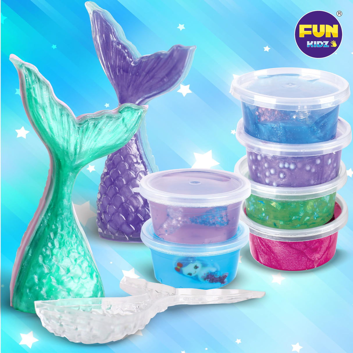 Summer Gift Mermaid Slime Kit for Girls, FunKidz Shimmer Slime Making Kit for Kids Age 8-12 DIY Soft Glitter Glossy Metallic Slime Toy FUN KIDZ