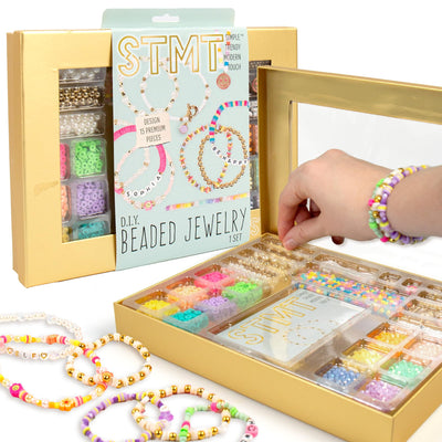 STMT DIY Beaded Jewelry Kit - Makes 15 Premium Pieces, Includes Bracelet Making Supplies, Letter Beads, Enameled Charms, Great Teen Girl Gifts
