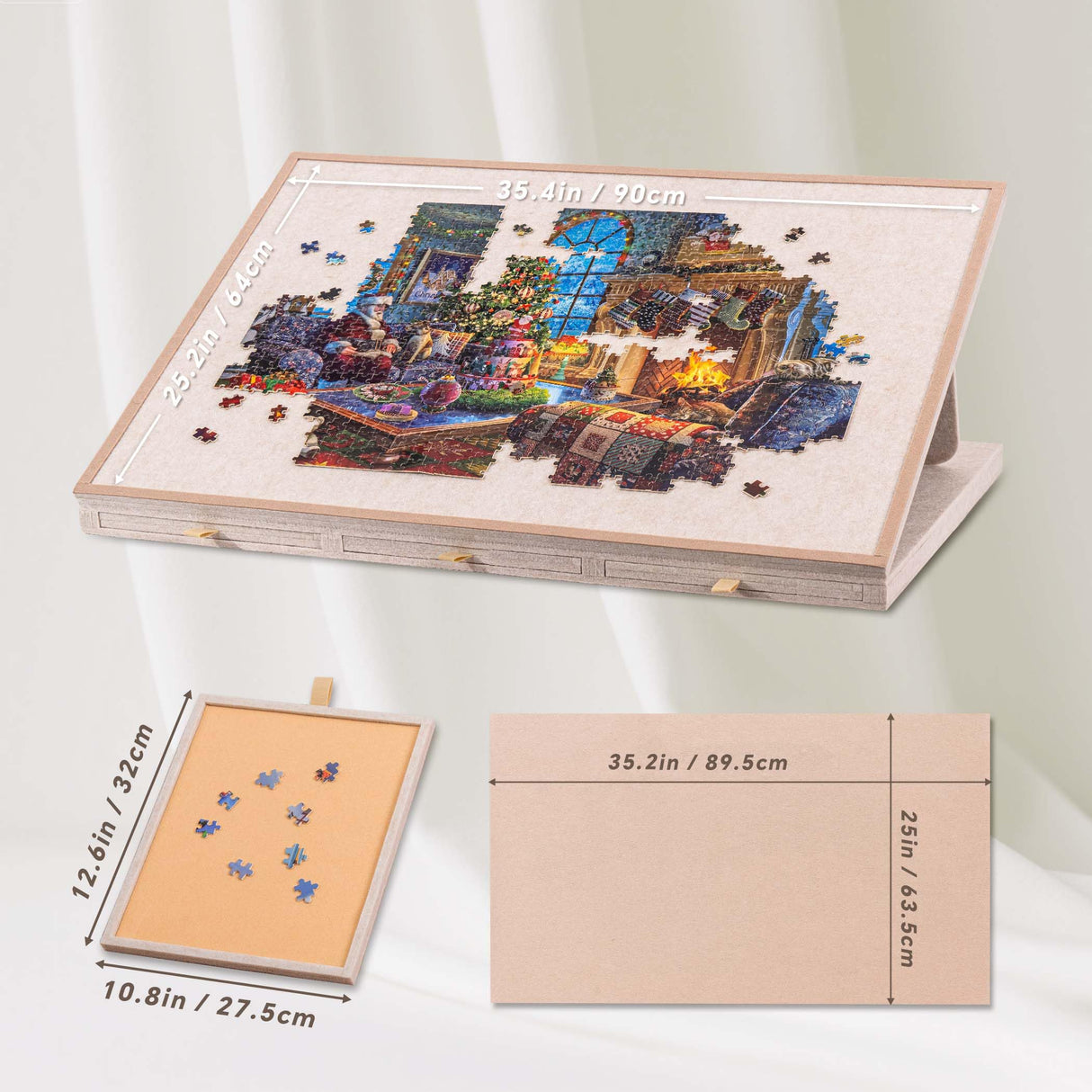 Yesday 1500 Piece Jigsaw Puzzle Board with Cover with Cover, 3-Tilting-Angle Puzzle Plateau, Super Lightweight Portable Felt Puzzle Board with 6 Sorting Yesday