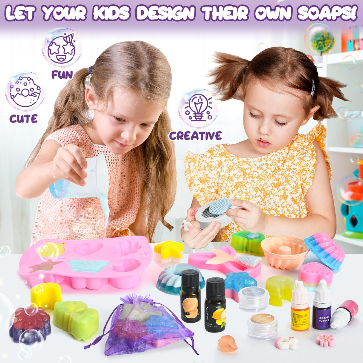 Jcoos Soap Making Kit for Kids, Make Your Own Soap Kit Soap Making Kit Science Kits for Kids Age 8-12, 9 Soap Mold, Soap Base, Scents, Activities Girls Crafts Ages 6-8 4-8 Christmas Gifts Jcoos