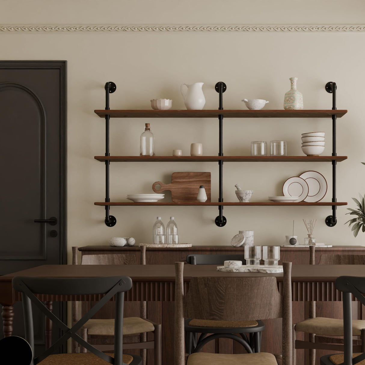 HDDFER Floating Shelves for Wall Bookshelf Industrial Pipe Shelving Shelves Natural Wood Planks 60 inch Rustic Wall Shelves Hanging Bookshelves Farmhouse Kitchen Shelving HDDFER