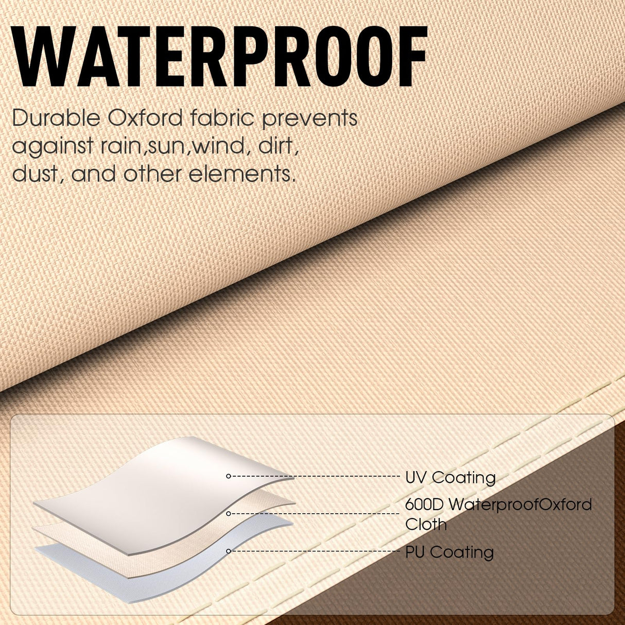 Ruimoy Patio Furniture Covers, Outdoor Furniture Cover Waterproof, General Purpose, Outside Table and Chair Covers, Heavy Duty 600D (108 Inch L x 82 Inch W x 27.9 Inch H)-Brown Ruimoy