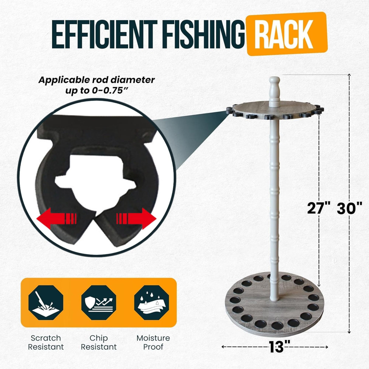 Rush Creek Creations | Fishing Rod Holder for 16 Fishing Poles, Garage Organization and Storage, for Reels, Gear, Accessories, Tackle Box Rush Creek Creations