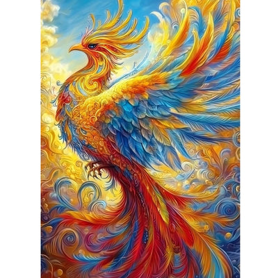 KEYIFA Diamond Art Kits Phoenix Diamond Painting for Adults, 5D Round Full Drill, Phoenix Diamond Dots Mosaic Painting for Beginner, DIY Gems Art Craft for Home Wall Decor 30x40cm