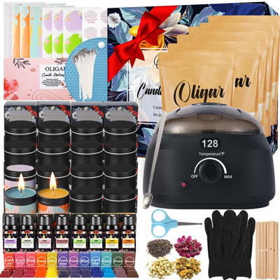 Complete Candle Making Kit with Wax Melter, Candle Making Supplies, Candle Making Kit for Adults,Beginners,Kids,Including Electric Stove,Wicks,Beeswax Wax,Rich Scents,Candle Tins,Dyes,Wick Clip