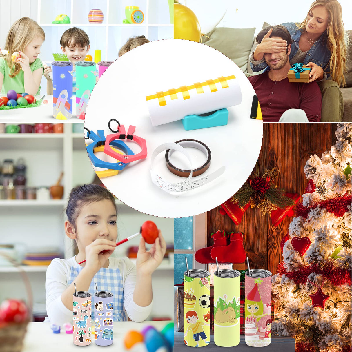 4 Size Tumbler Clamp for Sublimation,Silicone Cup Cradle for Crafting Tumblers,Sublimation Cup Holder Clamp for 15oz 20oz 30oz 40ozCups,Mug Clamps for Sublimation(4Size(15/20/30/40.OZ)+Cradle) WAQONUY