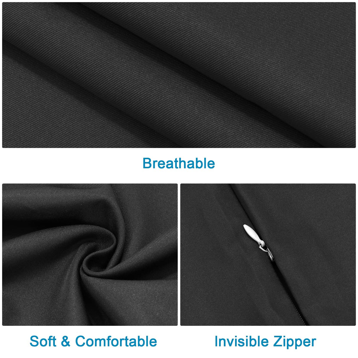 Coddsmz Set of 2 Sublimation Blanks Pillow Cases Cushion Covers Heat Transfer Pillow Cases DIY Cushion Cover with Concealed Zipper 18x18 Inch Black Coddsmz