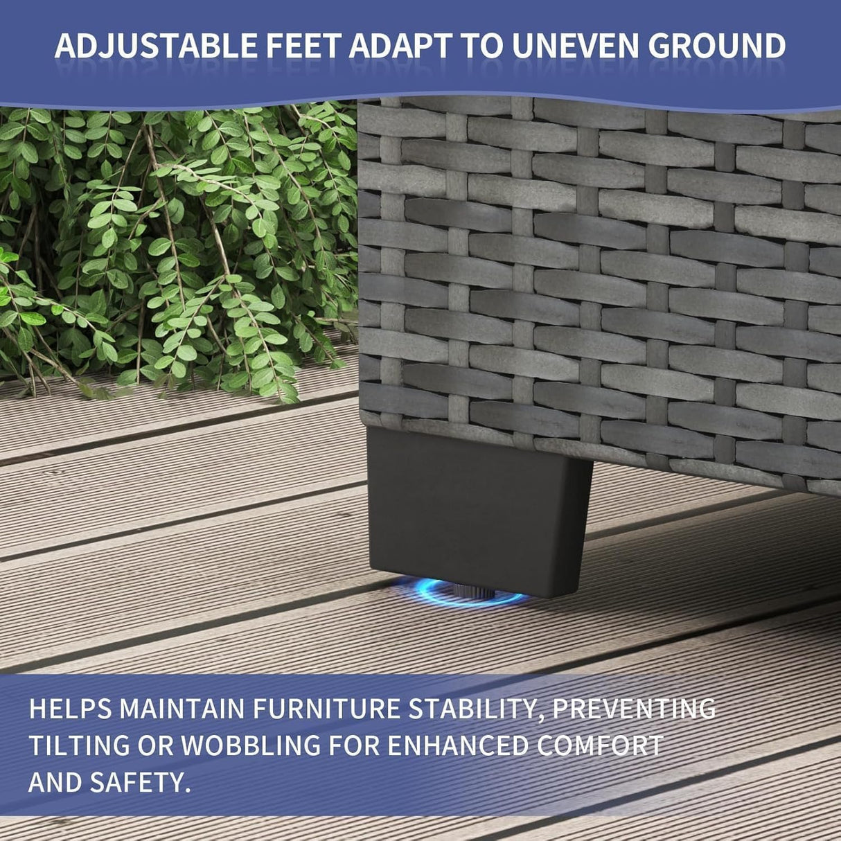 6 Piece Outdoor Patio Furniture Set with Coffee Table, Rattan Deck Conversation Sofa Set, All-Weather Sectional Rattan Sofa with Glass Top Coffee Table, Poolside, Garden, Porch, Grey + Beige GAOMON