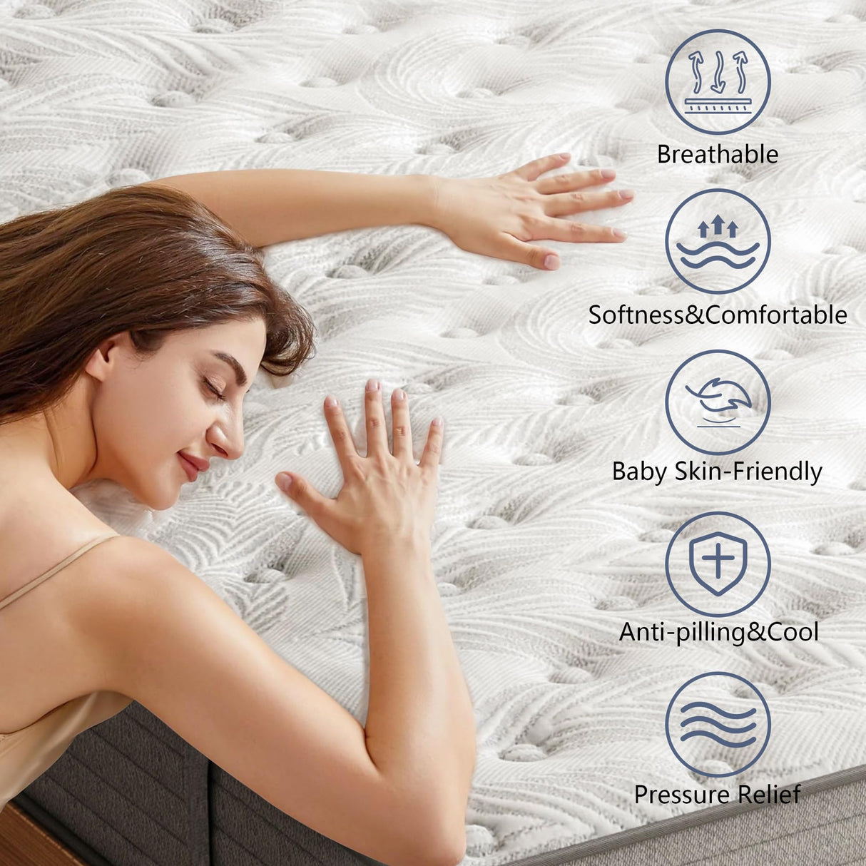 Full Size Mattress 14 inch, Medium Firm Hybrid Mattress with Cooling Gel Memory Foam, Full Mattress in a Box, Independent Spring for Motion Isolation, Pressure Relief & Upgraded Support, CertiPUR-US Pamag pieeoo