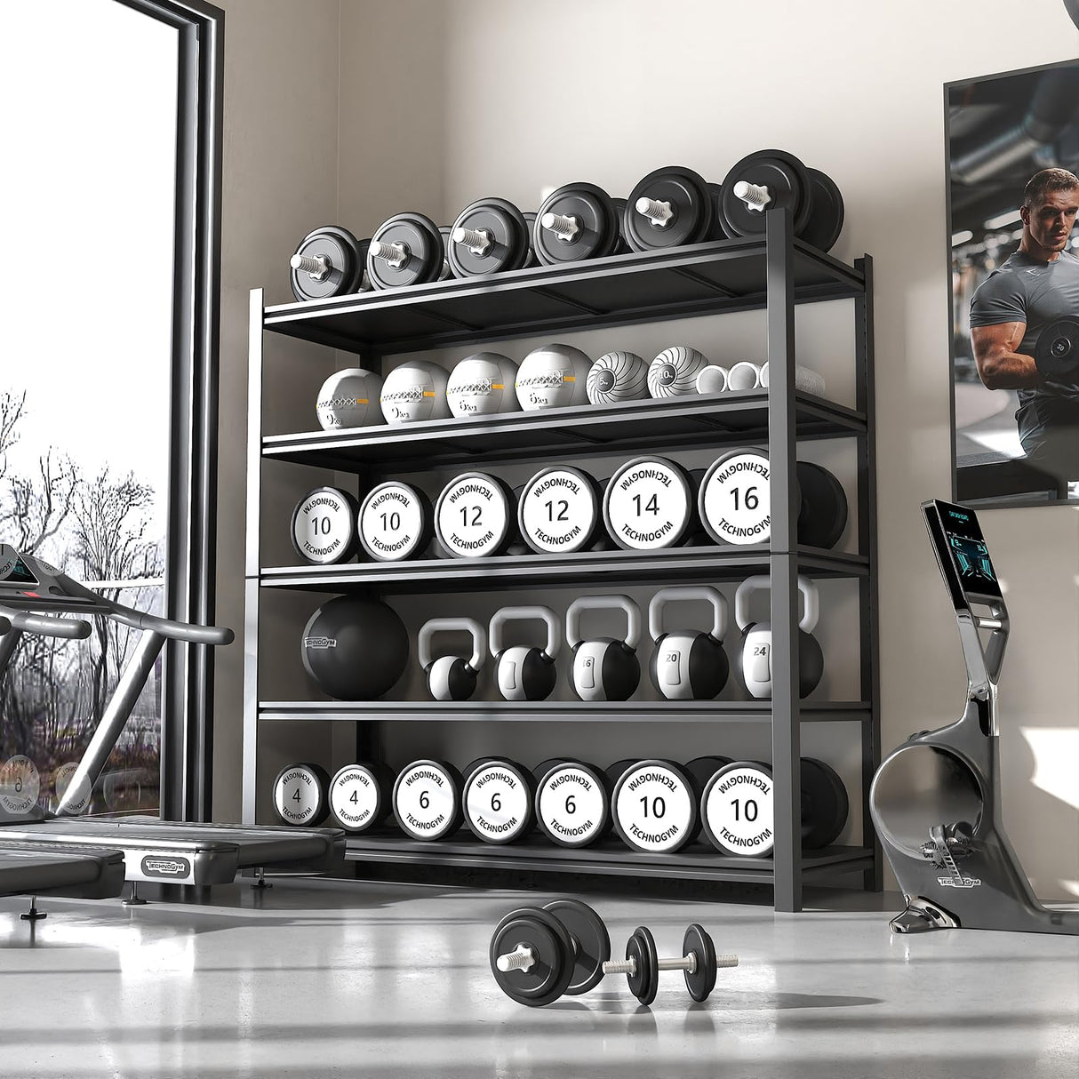 Howzone 48.2" W Garage Shelving 3000LBS Storage Shelves Heavy Duty Garage Storage Shelves Adjustable 5 Tier Metal Shelves for Storage Industrial Heavy Duty Shelving Utility Shelf 24.2"Dx48.2"Wx 72.2"H Howzone