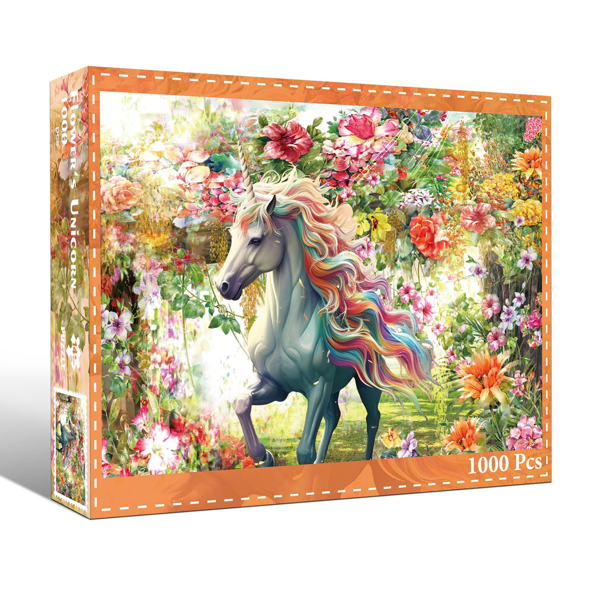 Jigsaw Puzzles for Adults 1000 Pieces, Home Decor Birthday Party Gift Toy for Men Women Elders Seniors, 1:1 Poster, Interlock Perfectly Letter on Back No Dust (Flower's Unicorn) Chalzidar