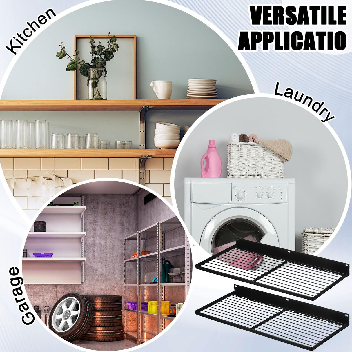 Weysat 2 Pack 24 Inch Slatwall Shelves, Slat Wall Shelf Wire Heavy Duty Garage Storage Slatwall Shelf, Metal Slat Board Accessories for Garage Retail Display Home Storage Weysat