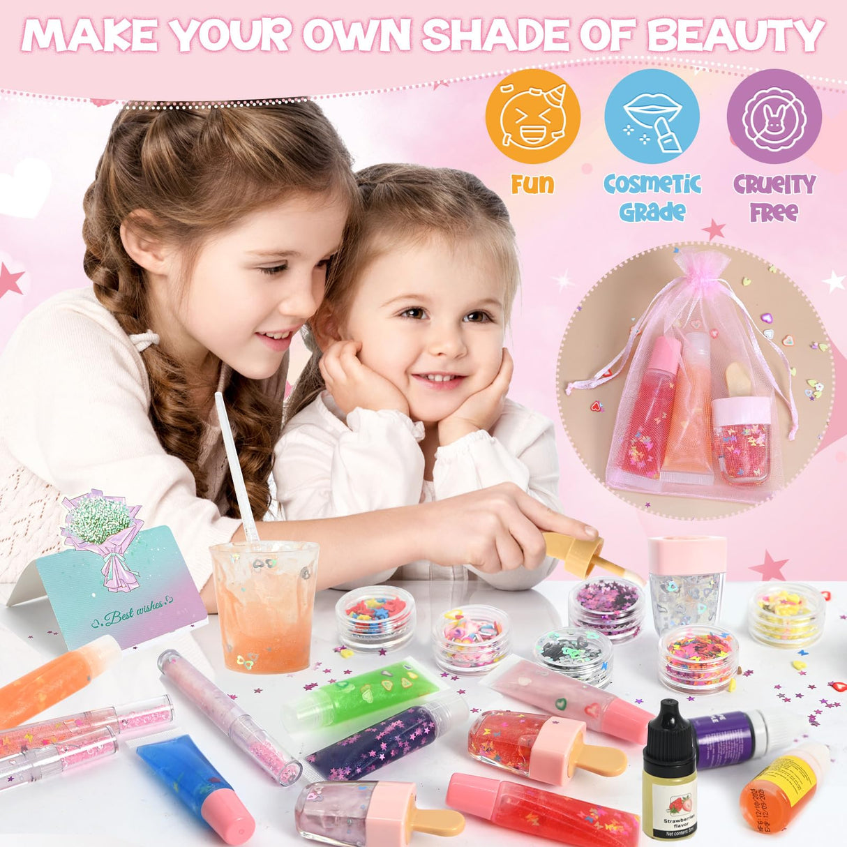 Lip Gloss Making Kit, TSVATE Make Your Own Lip Gloss Kit, 67PCS DIY Lip Gloss Making Supplies, Moisturizing Glitter Lip Kit Lipgloss Making Kits, Lipgloss Sets for Girls Tween Girls Trendy Stuff Women TSVATE