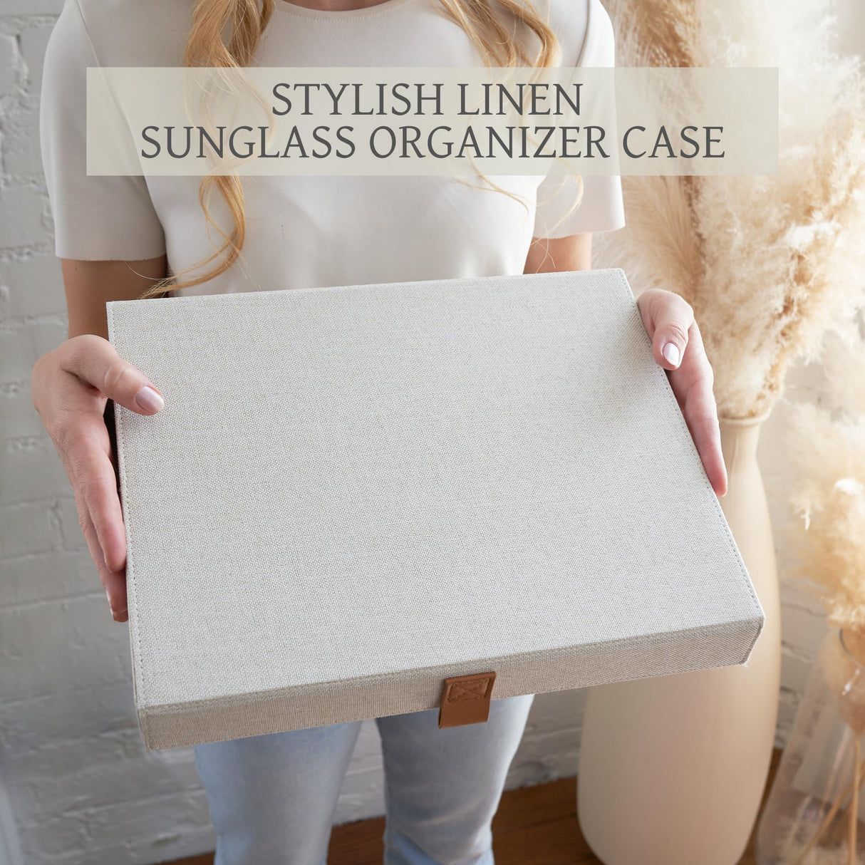 ZICOTO Beautiful Sunglass Storage Organizer For 8 Pairs - A Stylish Linen Case Protects and Displays All Your Glasses - The Perfect Storage Organizer To Hold Multiple Glasses Safe and Dust Free ZICOTO