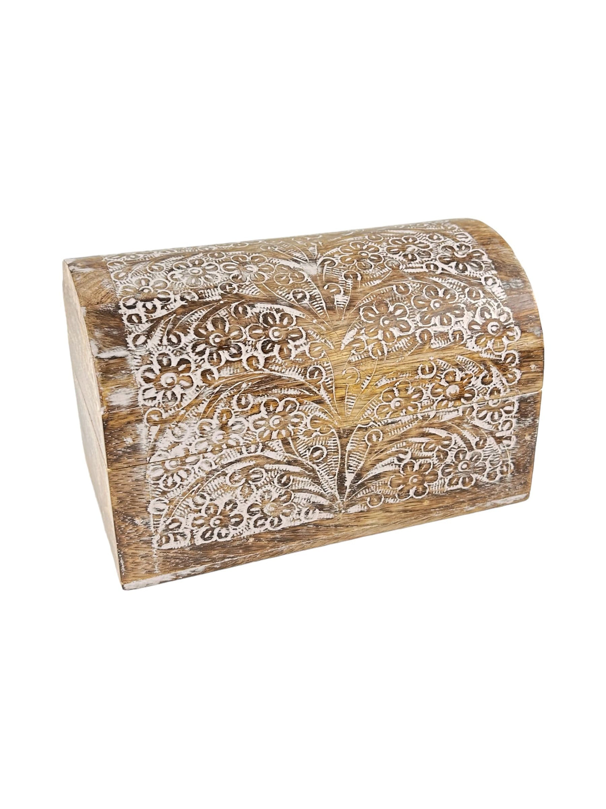 S.B.ARTS Premium Wooden Semicircular Curved Jewellery Box Floral Design-Trinket Box Ladies-Jewellery Storage Case-Antique Look-Traditionally Handcrafted-Home Decor Accessories-Women Ideal Gift, White S.B.ARTS