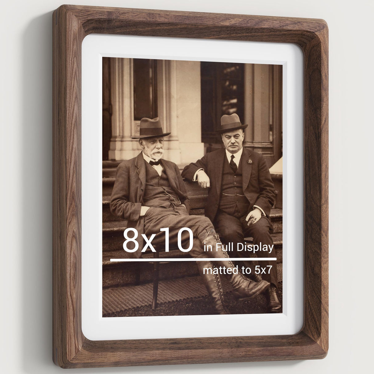 Heimlove 8x10 Picture Frames Natural Walnut,Original Wood Hand Make Crafted Photo Frame with Mat to 5x7 Graduation Picture Display,Family Picture,Wedding Picture Tabletop & Wall Decoration Heimlove