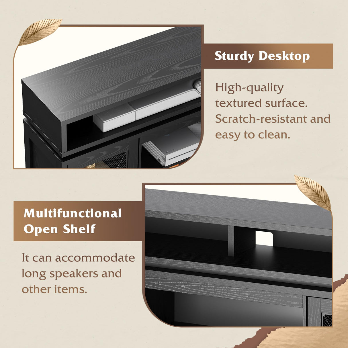 WLIVE TV Stand up to 65 Inch TV, 59" Entertainment Center with LED Lights, Farmhouse TV Media Console with Storage Cabinets, Adjustable Shelves for Living Room and Bedroom, Black WLIVE