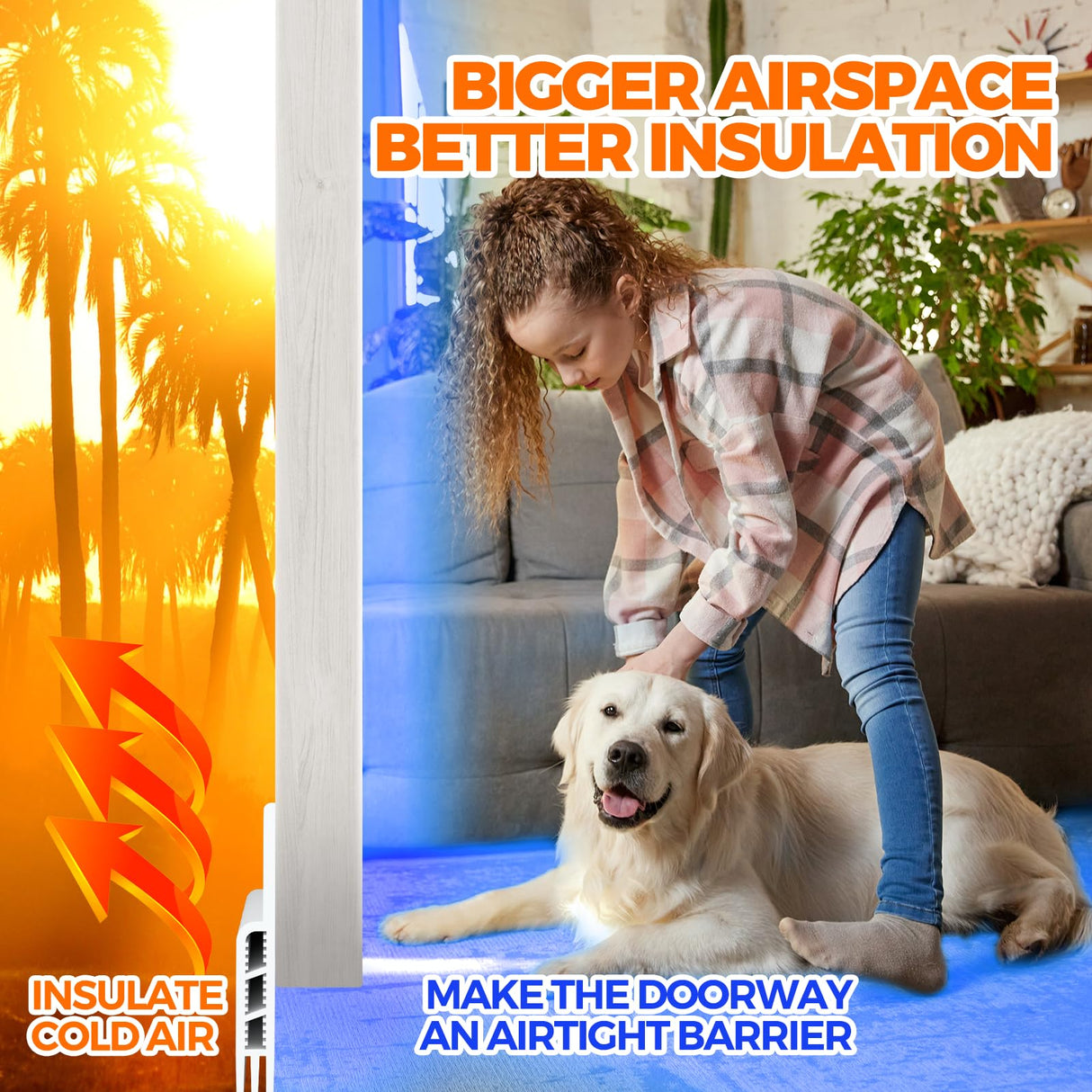 Holikme Door Draft Stopper Under Door Draft Blocker Insulator Door Sweep Weather Stripping Noise Stopper Strong Adhesive, White Holikme