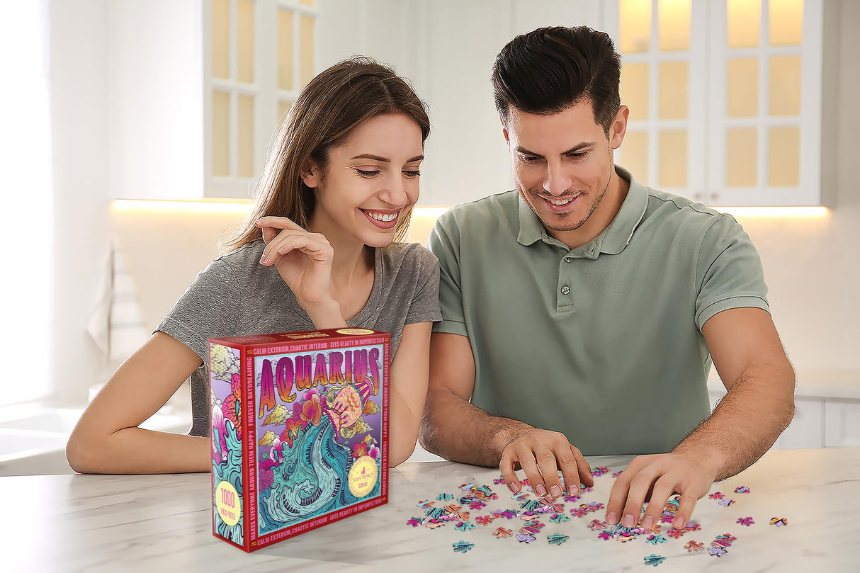 SANTORO Zodiax - 1000 Piece Jigsaw Puzzle - Aquarius - Fun Birthday Gift For Kids, Adults | Astrology Gifts for Women and Men | Zodiac Horoscope Puzzle SANTORO