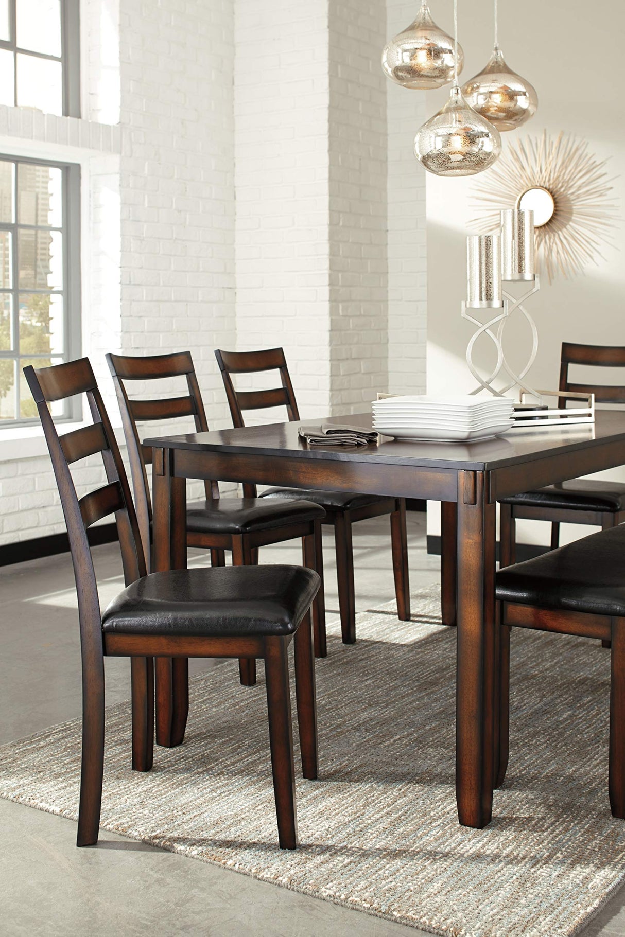 Signature Design by Ashley Coviar 6 Piece Dining Set, Includes Table, 4 Chairs & Bench, Dark Brown Signature Design by Ashley