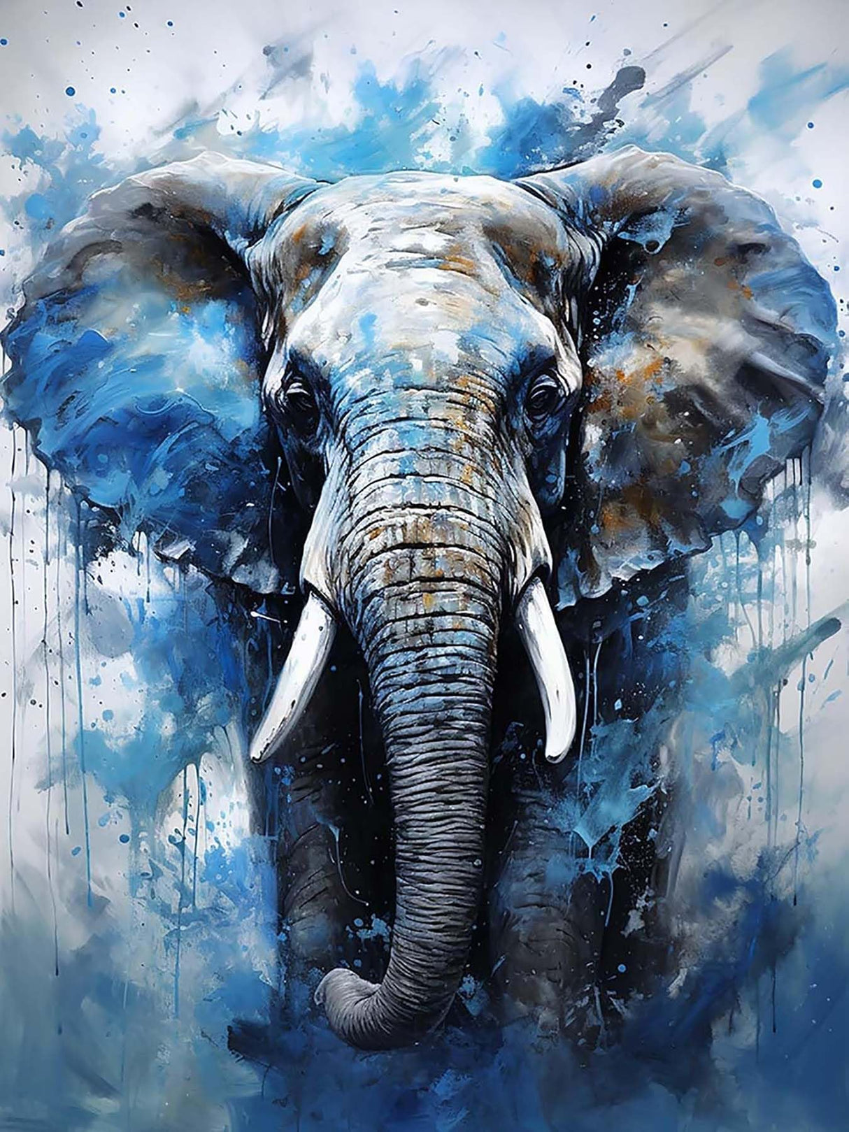 Zariocy 5D Diamond Art Kits for Adults Elephant, DIY Diamond Painting Art Oil Painting Style Round Full Drill Crystal Diamond Embroidery Paintings Arts Craft for Home Office Wall Decor 12x16 inch Zariocy