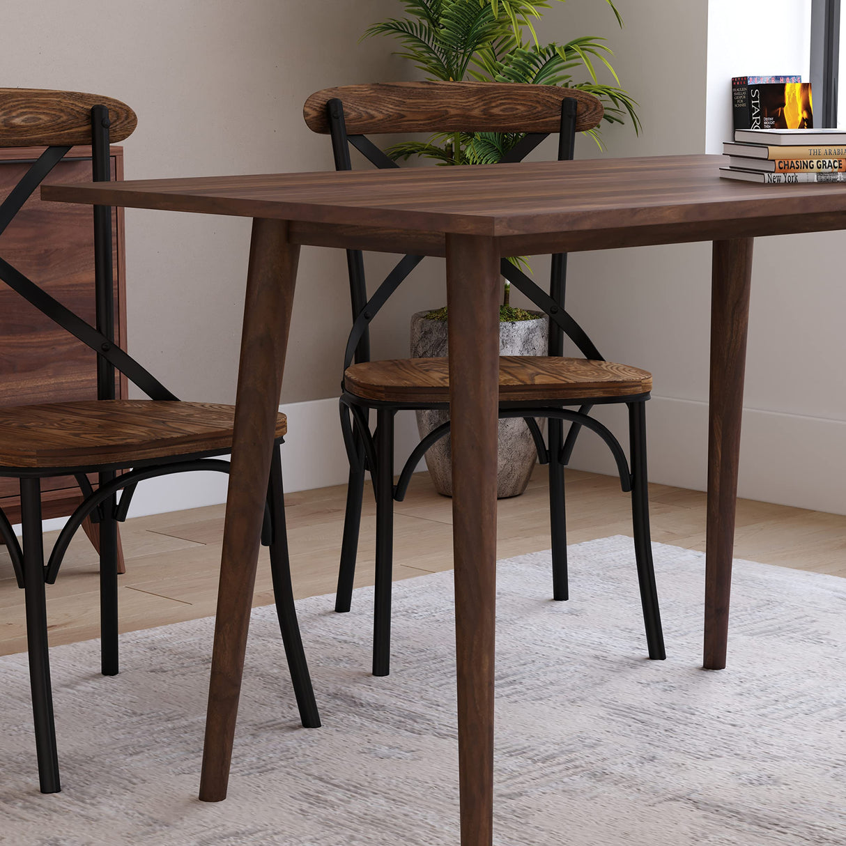 Taylor & Logan Haisley Dark Walnut 47" Mid-Century Modern Wood Dining Table Taylor & Logan