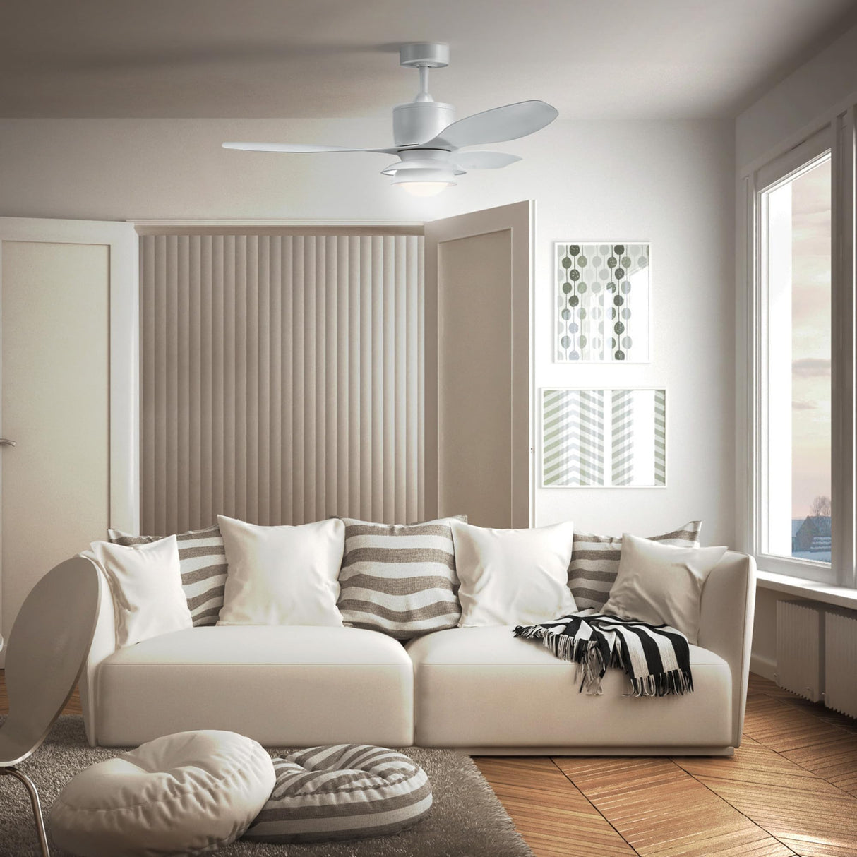 GLOBE Electric Oswald 48 in. Smart Ceiling Fan with LED Light, Energy Saving, Reversible Airflow, Remote Control, Whisper Quiet DC Motor, 6 Speeds, White GLOBE