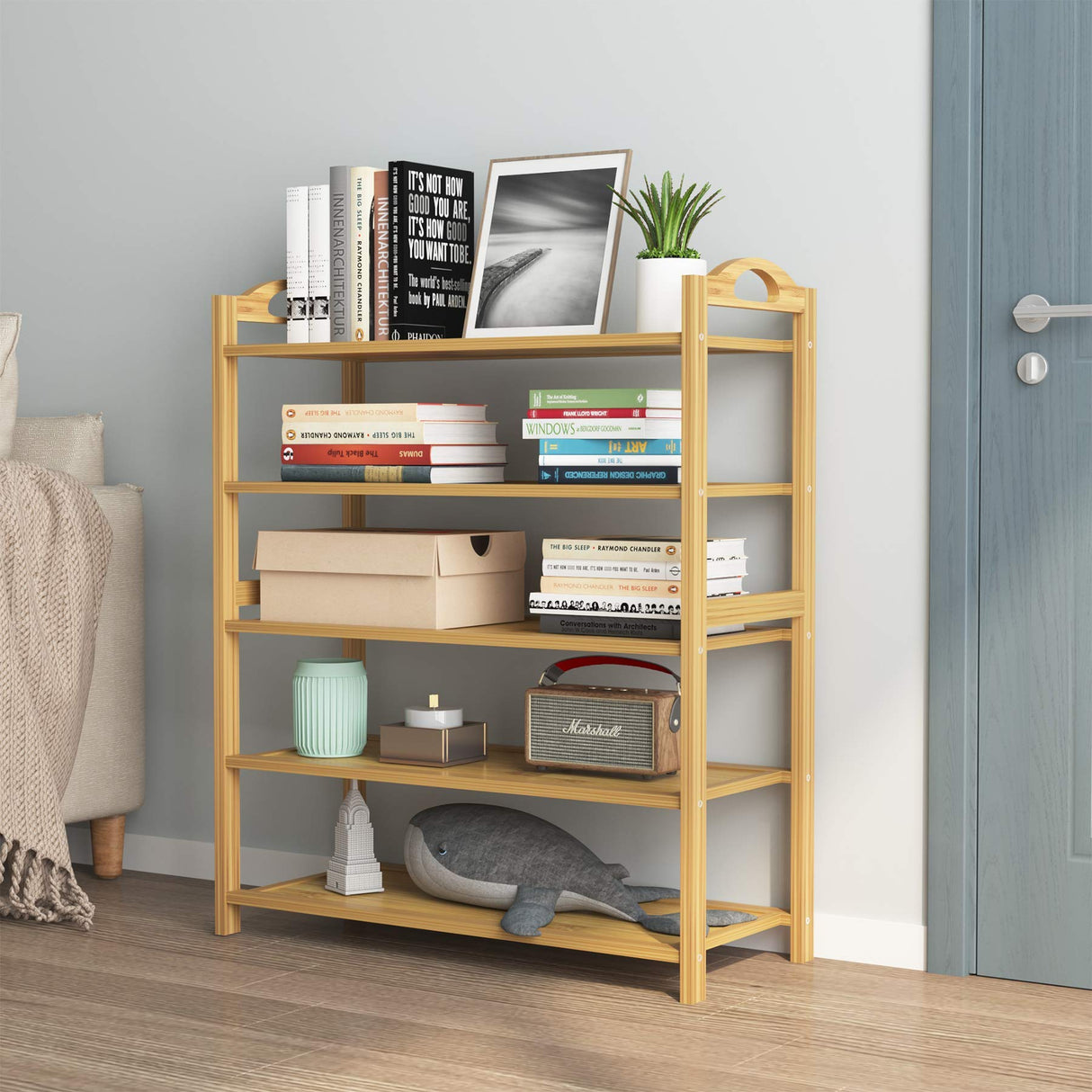 UDEAR Bamboo Shoe Rack 5-Tier Shoe Storage Organizer Entryway Shoe Shelf UDEAR