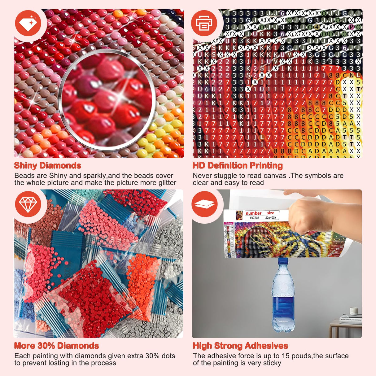 HEIBAGO Tiger Diamond Art Kits for Adults Beginners, 5D Diamond Painting Animal Kits, DIY Full Round Drill Diamond Dots Paintings Picture Gem Art Craft for Home Wall Decor 12x16 Inch HEIBAGO