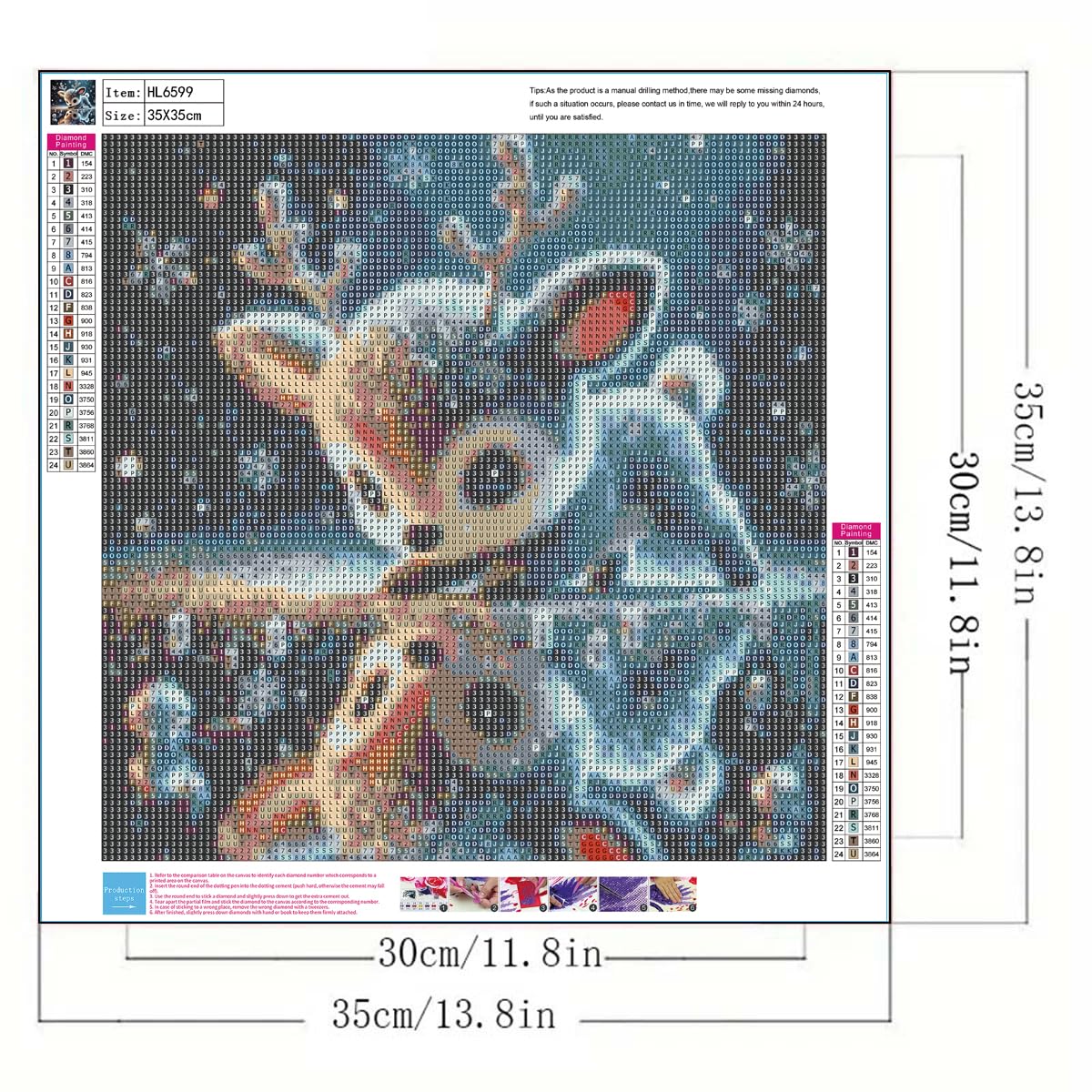 5D Little Deer Diamond Painting Kits for Adults Beginner, Full Round Drill Diamond Art Painting Kits for Animal Deer,DIY Diamond Dot Gem Art for Adults Home Wall Decor 13.8 X 13.8 Inch GEMFAMILY