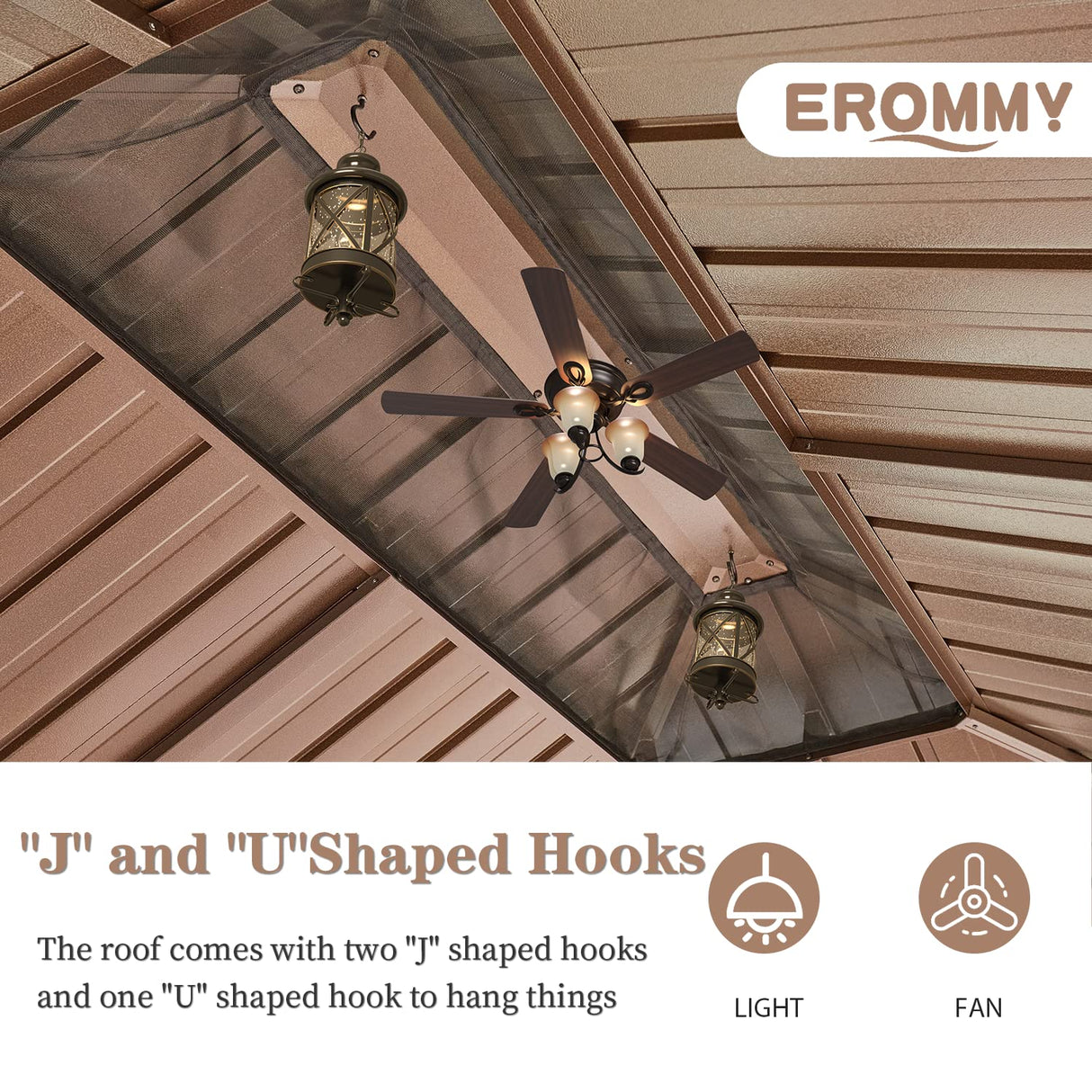 EROMMY 12' X 16' gazebos on Clearance, Hardtop Gazebo Aluminum Gazebos with Galvanized Steel Double Roof for Patio Lawn and Garden, Curtains and Netting Included, Dark Bronze EROMMY