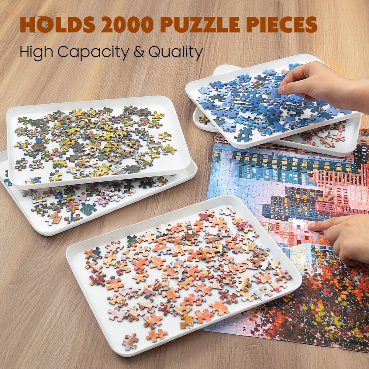 Nariolar 11.5 x 8.3 in Puzzle Sorting Trays Stackable, 6-Pack Puzzle Piece Sorter Trays for 1000/1500/2000 Pieces Nariolar